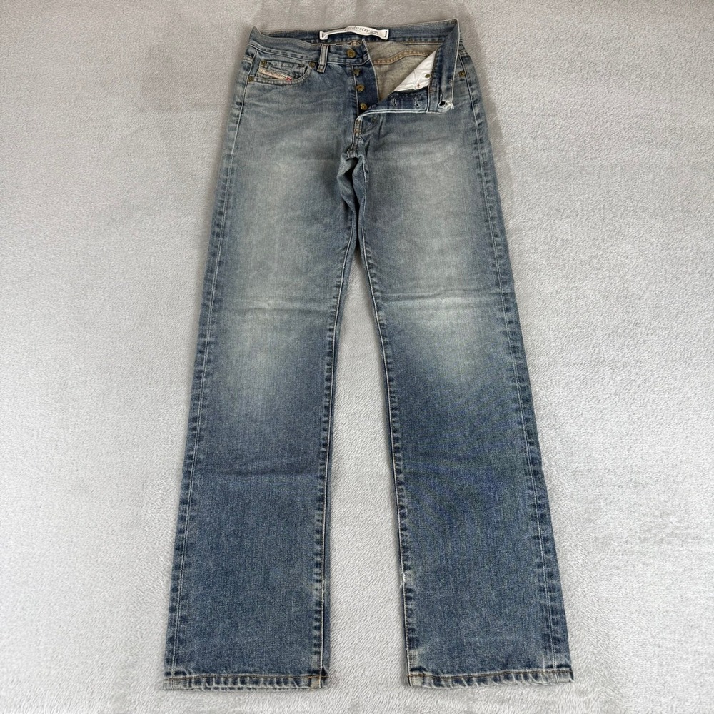 Diesel Kulter Straight Jeans Mens 28x32 Blue Denim Distressed Button Fly Italy
